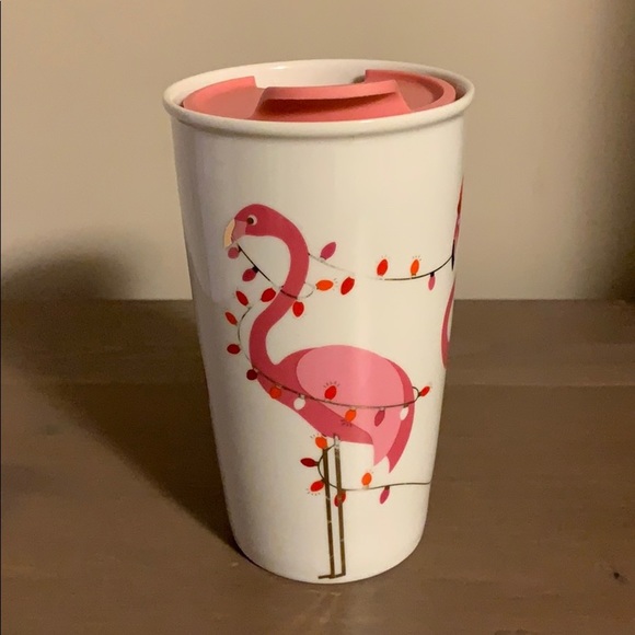 David’s Tea Pink and White Flamingo Ceramic To-Go Cup - Picture 2 of 7